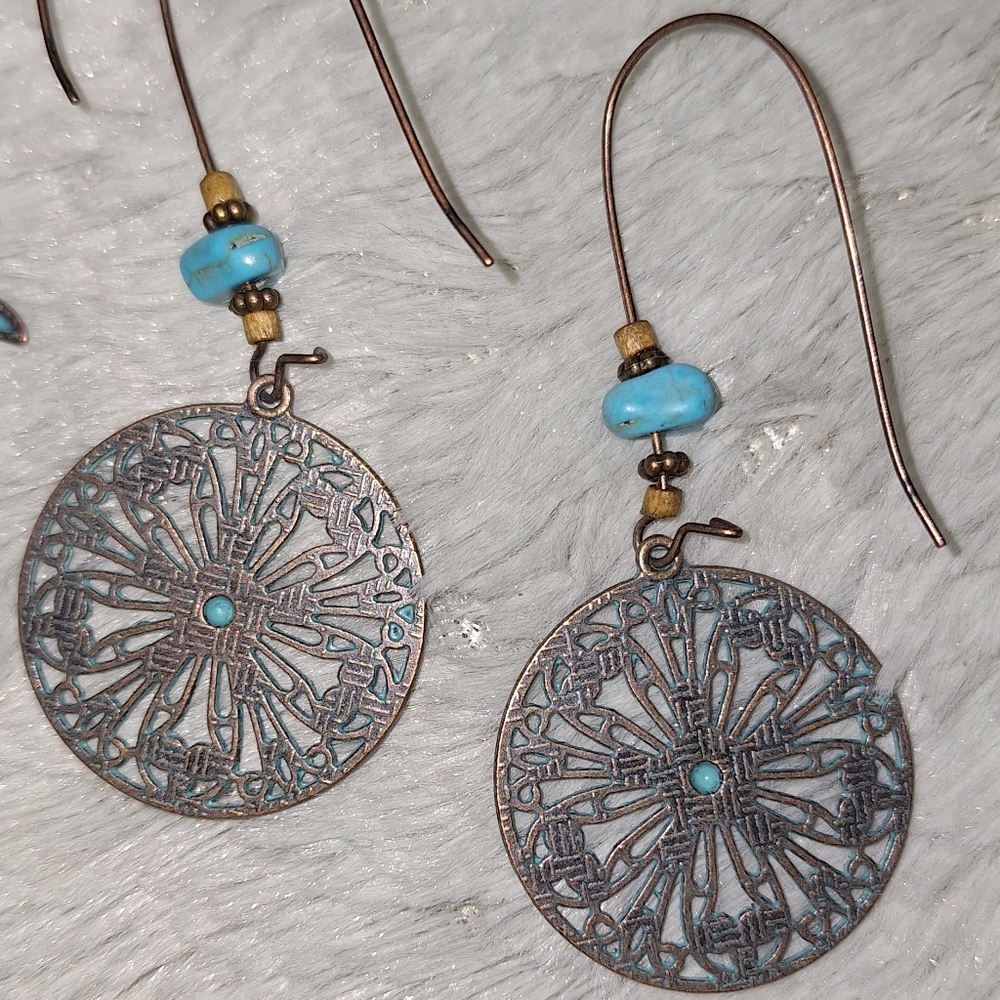 Boho Turquoise Dangle Earring Set - Picture 5 of 6